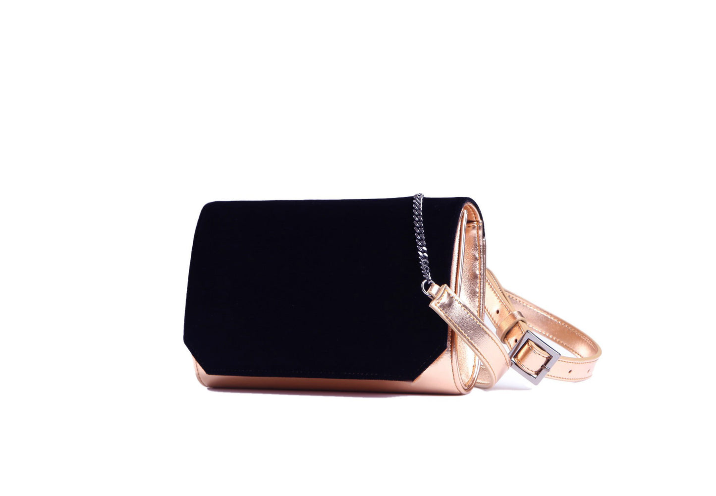 VLLR Clutch (Black Velvet & Rose Gold)