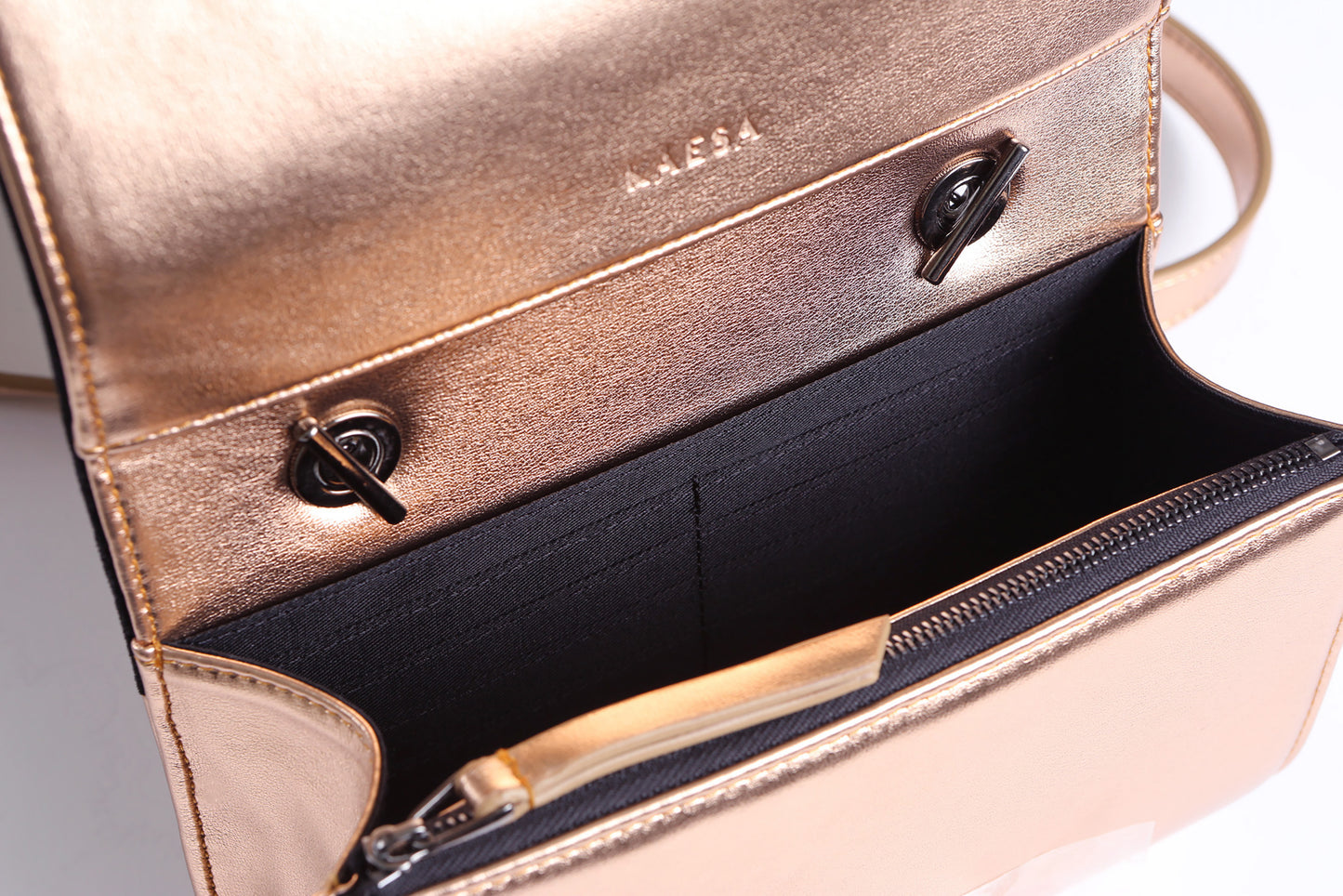 VLLR Clutch (Black Velvet & Rose Gold)