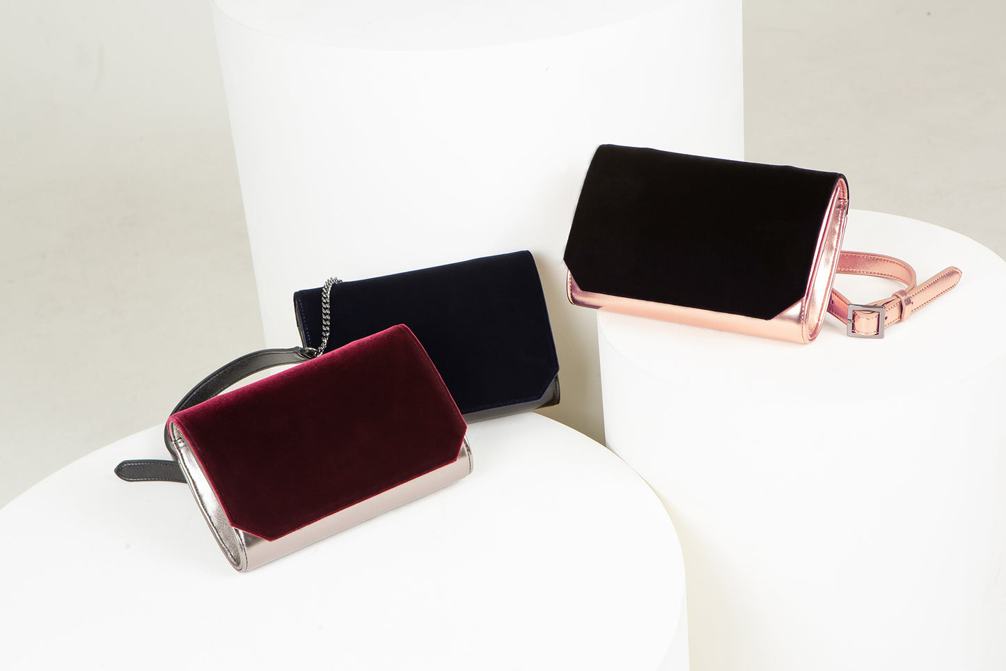 VLLR Clutch (Black Velvet & Rose Gold)