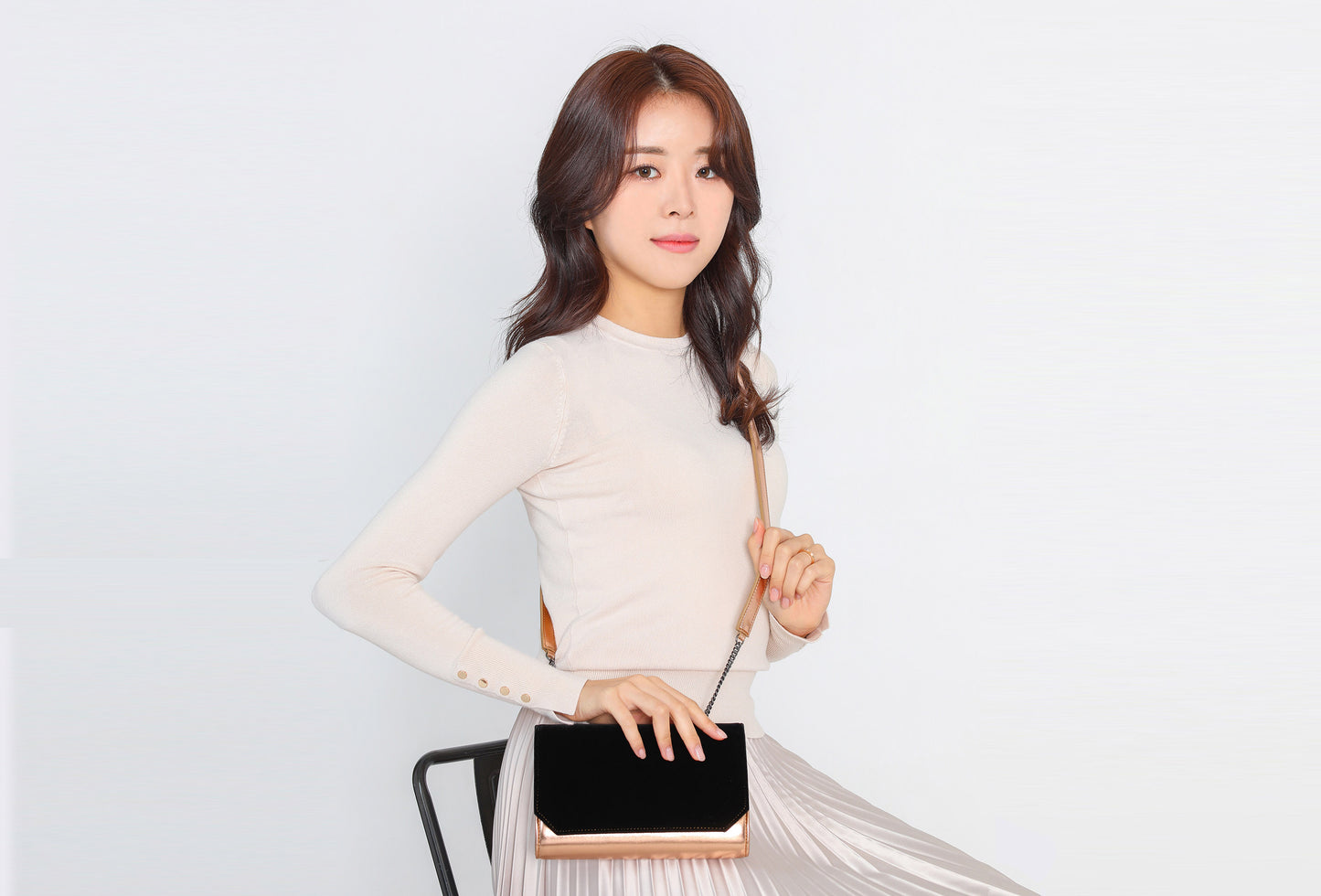 VLLR Clutch (Black Velvet & Rose Gold)