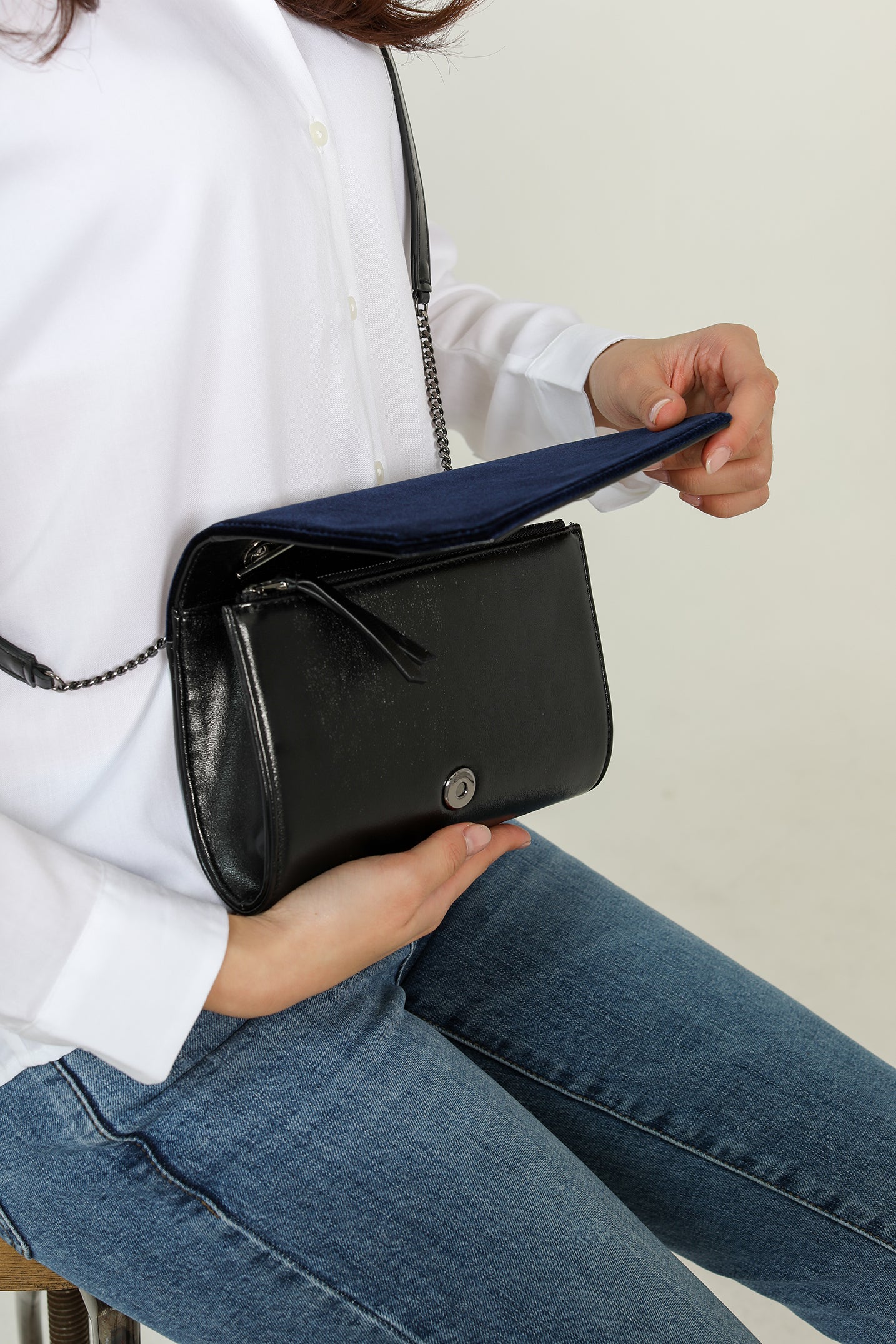 VLLR Clutch (Blue Velvet & Black)