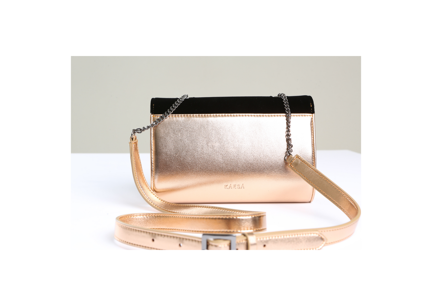 VLLR Clutch (Black Velvet & Rose Gold)