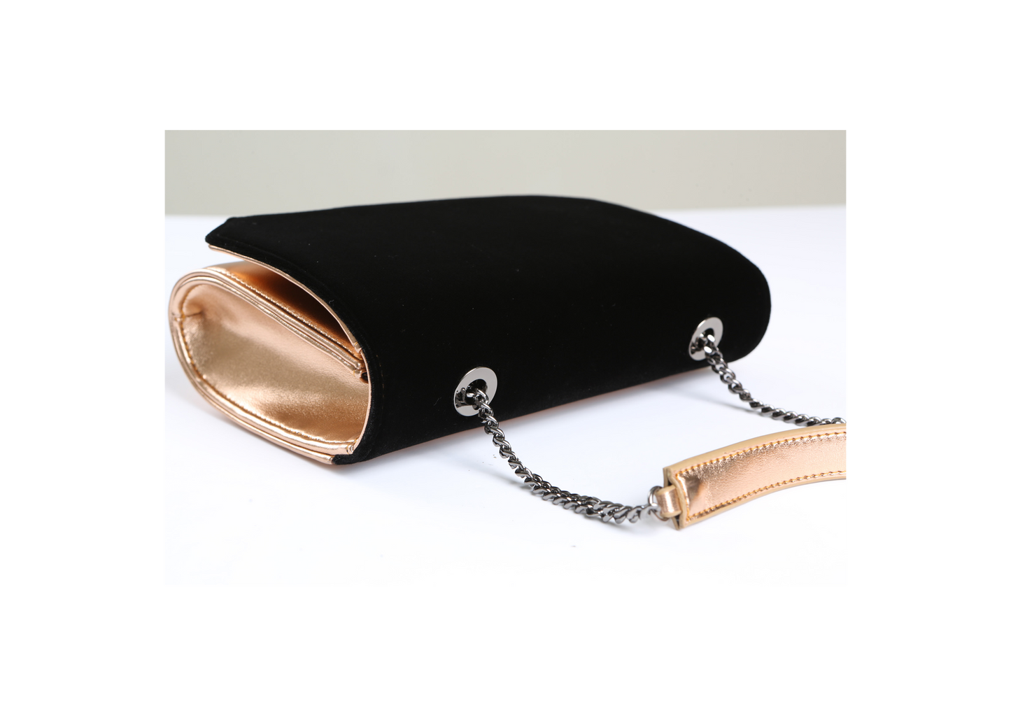 VLLR Clutch (Black Velvet & Rose Gold)